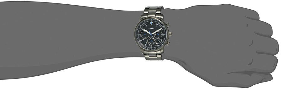 Fossil Goodwin Chrono Analog Black Dial Grey Steel Strap Watch for Men - FS5518