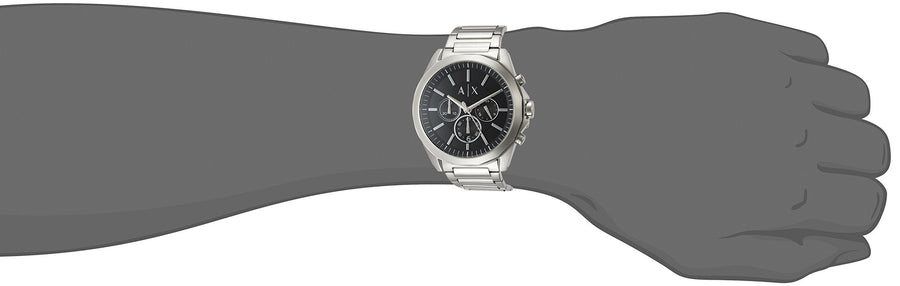 Armani Exchange Drexler AX2600 Men's Chronograph Watch – Black Dial with Silver Stainless Steel Strap