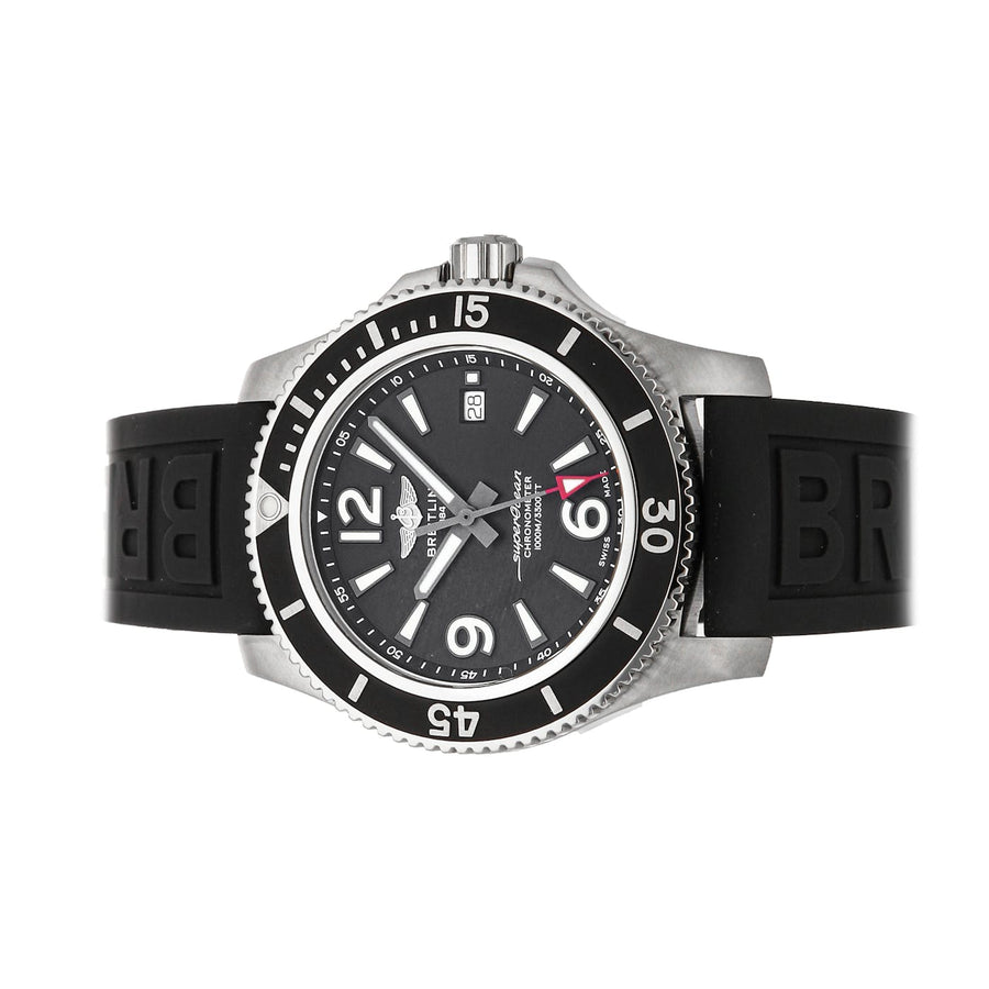 Breitling Superocean II 44mm Black Dial Black Rubber Strap Watch for Men - A17367D71B1S2