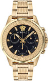 Versace VE3J00622 Greca Action Chronograph Men's Watch – Black Dial & Gold Steel Strap