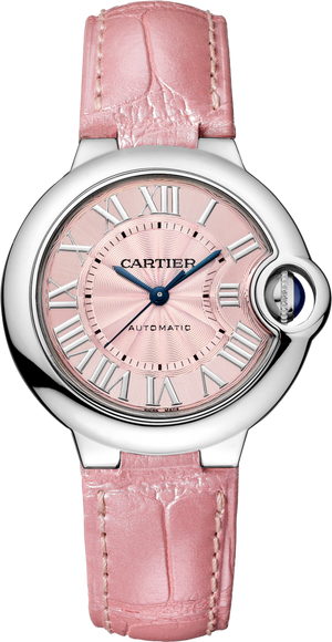 Cartier Ballon Blue De Cartier Pink Dial Pink Leather Strap Watch for Women - WSBB0031