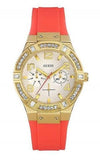 Guess W0564L2 Jet Setter Women's Watch – Golden Dial & Orange Rubber Strap