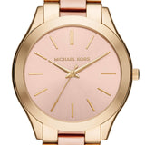 Michael Kors Slim Runway Pink Dial Two Tone Steel Strap Watch for Women - MK3493