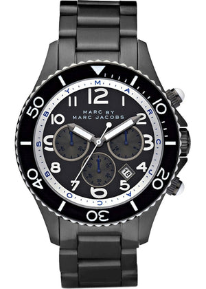 Marc Jacobs Rock Chronograph Limited Edition Gray Dial Gray Steel Strap Watch for Women - MBM5025