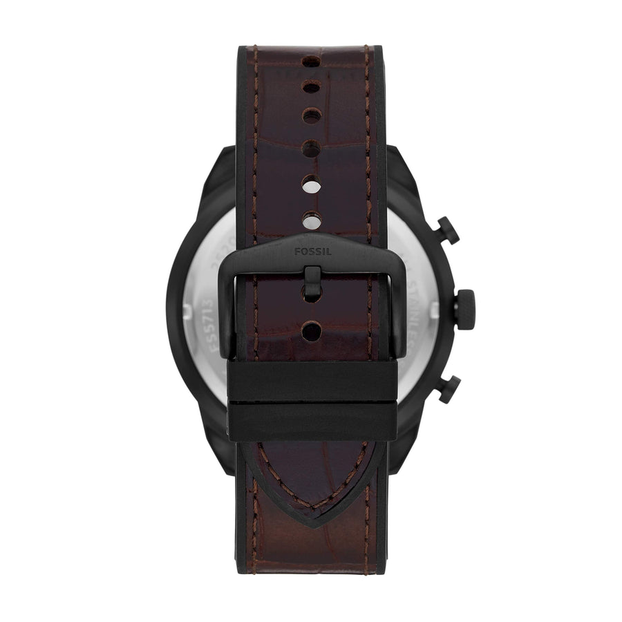 Fossil Bronson Chronograph Brown Dial Brown Leather Strap Watch for Men - FS5713