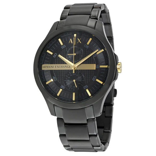 Armani Exchange Hampton Chronograph Black Dial Black Steel Strap Watch For Men - AX2121