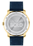 Movado Bold Gold Dial Blue Leather Strap Watch For Men - 3600469