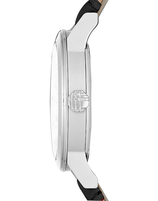 Burberry The City White Dial Black Haymarket Leather Strap Watch for Women - BU9150