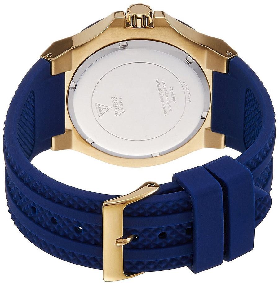 Guess Force Blue & Rose Gold Dial Blue Silicone Strap Watch For Men - W0674G2