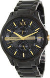 Armani Exchange Hampton Chronograph Black Dial Black Steel Strap Watch For Men - AX2121