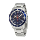 Fossil Grant Sport Chronograph Blue Dial Silver Steel Strap Watch for Men - FS5238