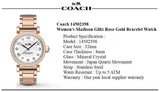 Coach Madison White Dial Rose Gold Steel Strap Watch for Women - 14502398
