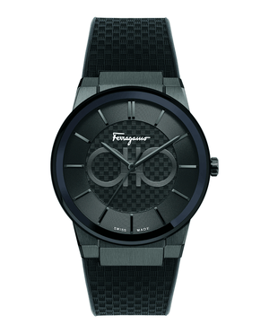 Salvatore Ferragamo Sapphire Black Dial Black Rubber Strap Watch for Men - SFHP00320