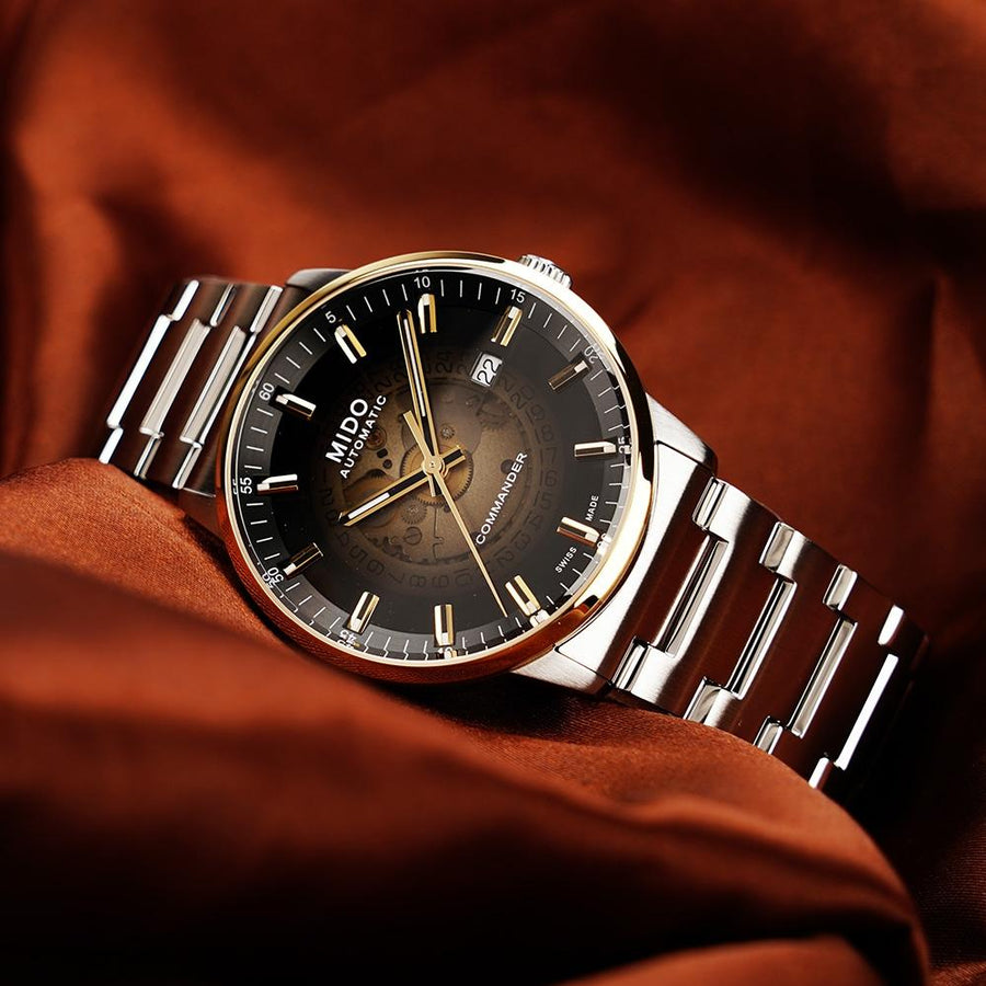 Mido Commander Automatic Gradient Black Dial Silver Steel Strap Watch For Men - M021.407.11.411.00