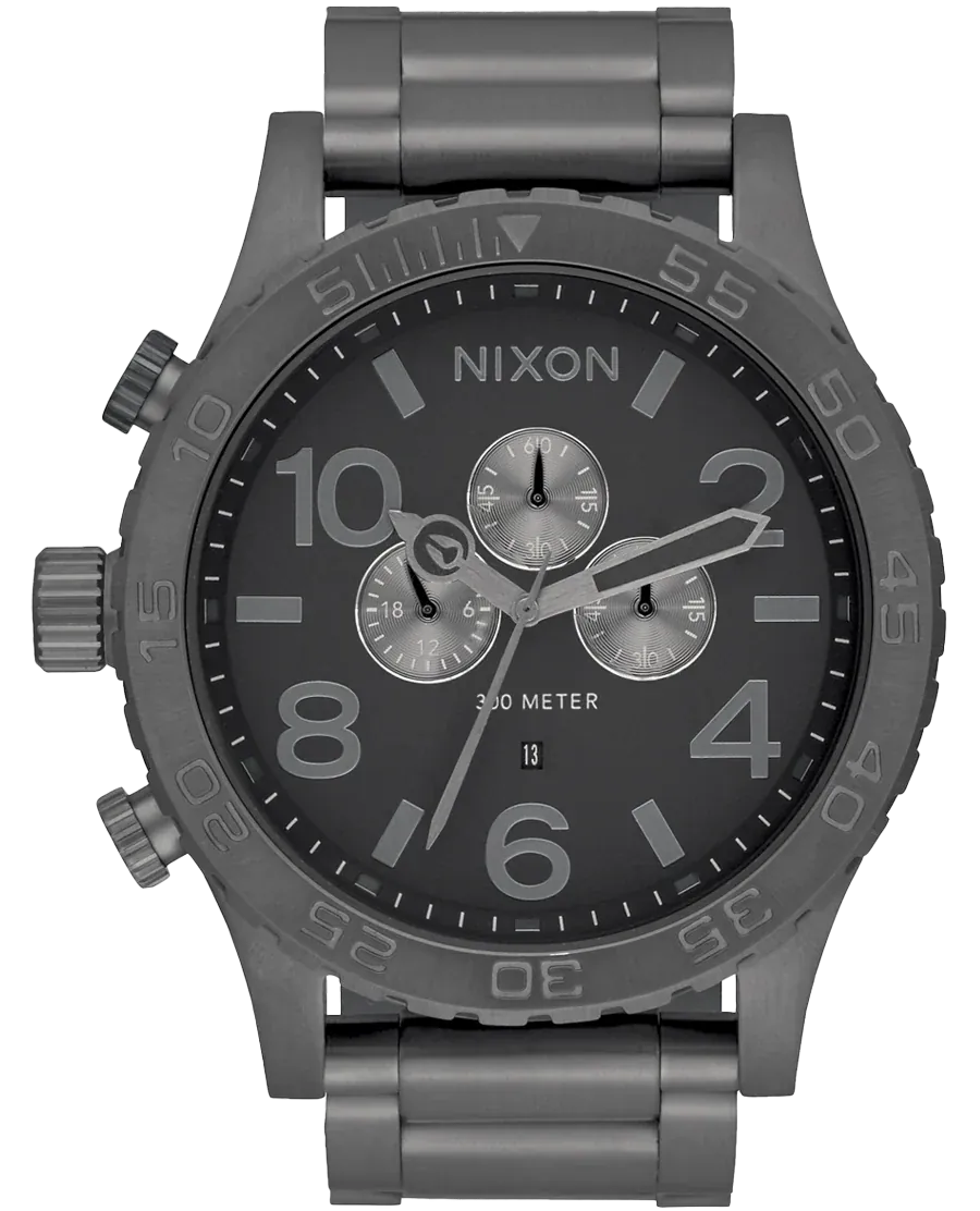 Nixon 51-30 Chronograph Grey Dial Grey Steel Strap Watch for Men - A083-1062