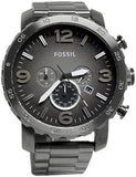 Fossil Nate Chronograph Gunmetal Dial Grey Steel Strap Watch for Men - JR1437