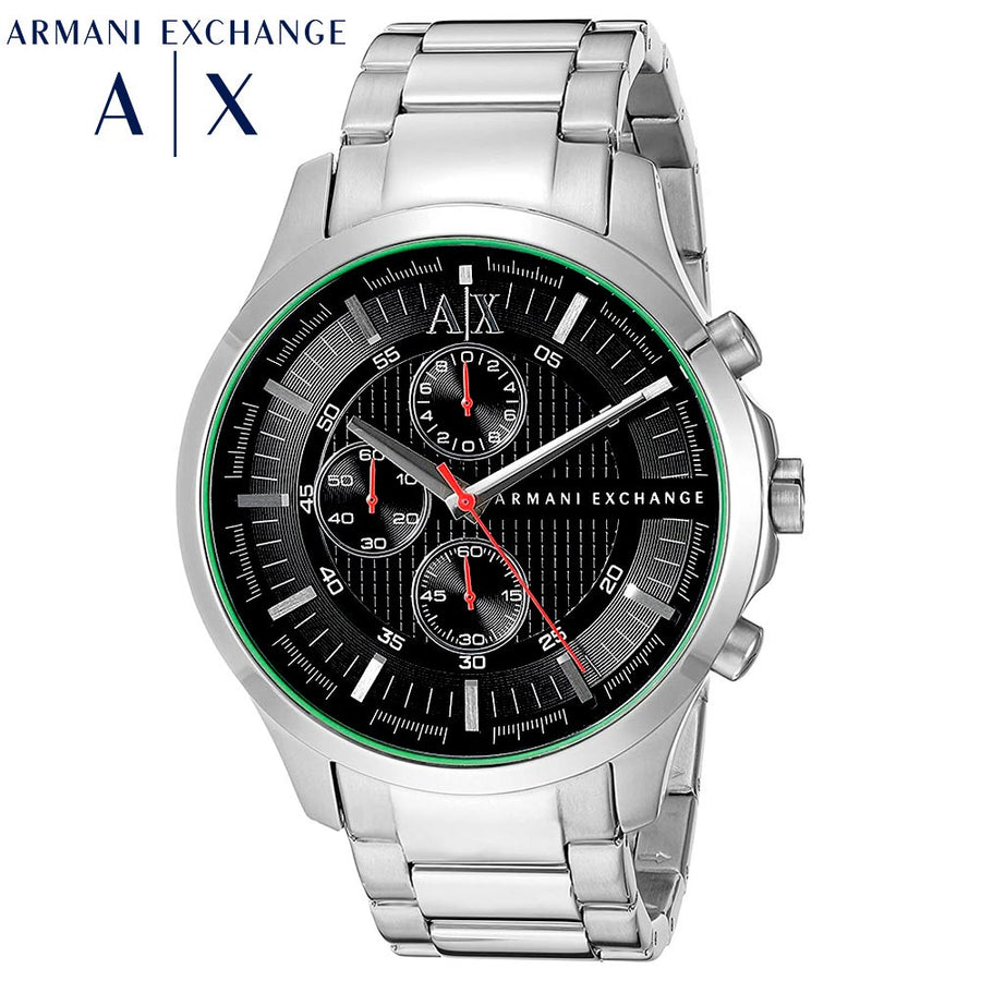 Armani Exchange Hampton Chronograph Black Dial Silver Steel Strap Watch For Men - AX2163