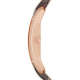 Burberry The Pioneer Rose Gold Dial Haymarket Brown Leather Strap Watch for Women - BU9408