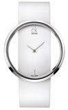 Calvin Klein Glam K9423101 Women's Watch with Transparent Dial & White Leather Strap