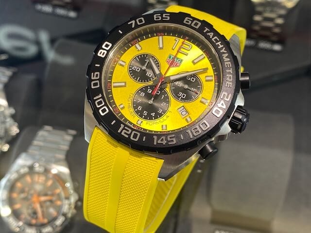 Tag Heuer Formula 1 Chronograph 41mm Yellow Dial Yellow Rubber Strap Watch for Men - CAZ101AM.FT8054