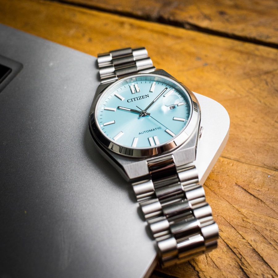 Citizen Tsuyosa NJ0151-88M Men's Automatic Watch – Turquoise Dial with Silver Steel Strap