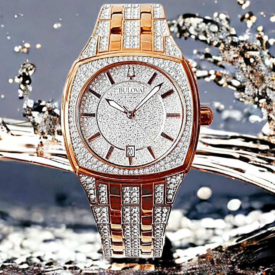 Bulova Phantom Crystal Silver Dial Two Tone Steel Strap Watch for Men - 98B324