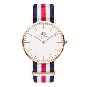 Daniel Wellington Classic Canterbury White Dial Two Tone Nylon Strap Watch For Men - DW00100002