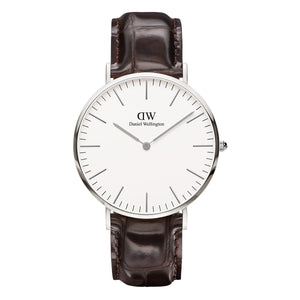Daniel Wellington Classic York White Dial Black Leather Strap Watch For Men - DW00100025