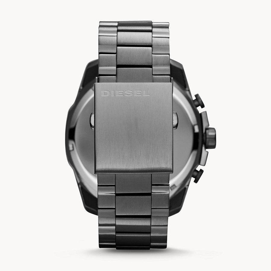 Diesel Mega Chief Chronograph Grey Dial Grey Steel Strap Watch for Men - DZ4282
