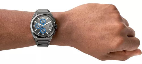 Fossil FS5830 Everett Men's Chronograph Watch – Grey Dial & Grey Steel Strap