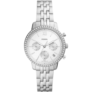Fossil Neutra Chronograph Silver Dial Silver Steel Strap Watch for Women - ES5217