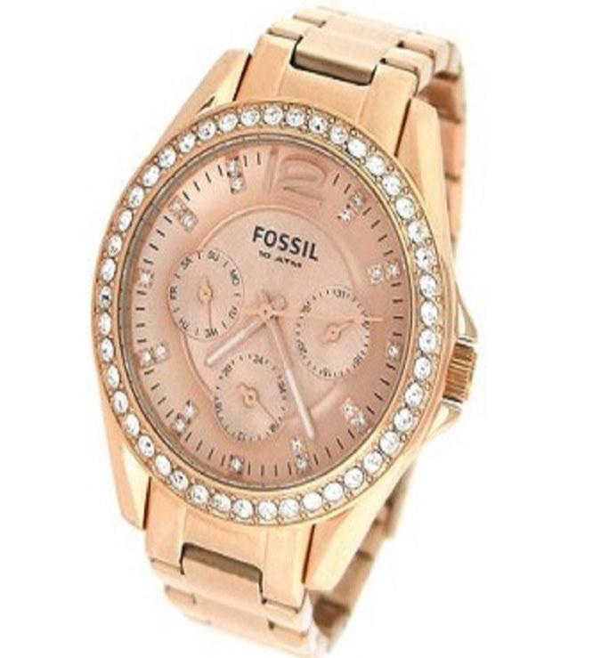Fossil Riley Multifunction Rose Gold Dial Rose Gold Steel Strap Watch for Women - ES2811