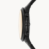 Fossil Goodwin Chronograph Black Dial Black Leather Strap Watch for Men - FS5585