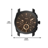 Fossil Machine Chronograph Black Dial Black Leather Strap Watch for Men - FS5586