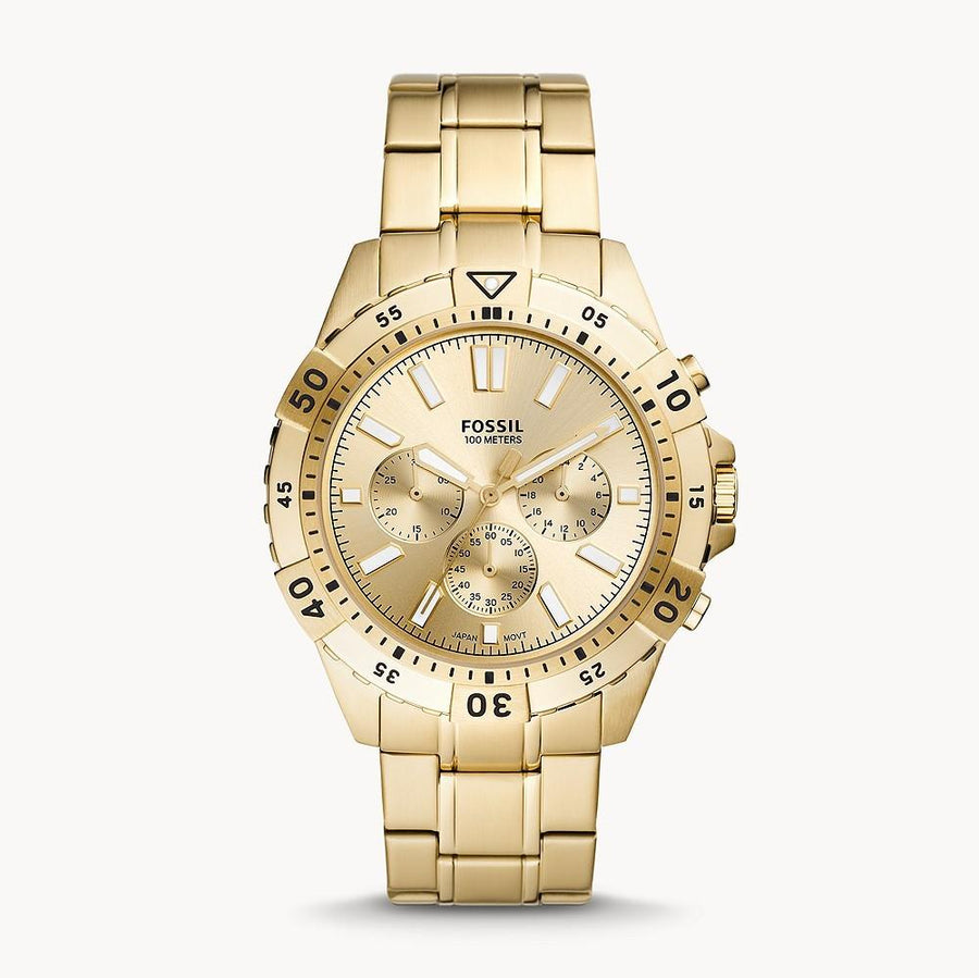 Fossil Garrett Chronograph Gold Dial Gold Steel Strap Watch for Men - FS5772