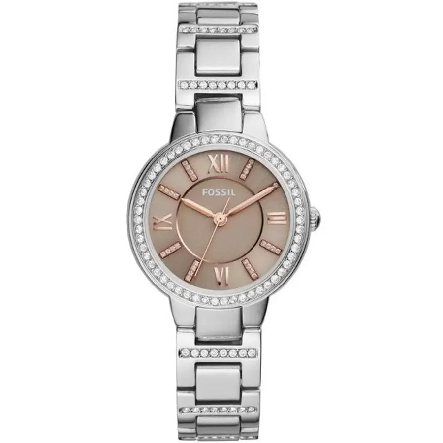 Fossil Virginia Taupe Dial Silver Steel Strap Watch for Women - ES4147