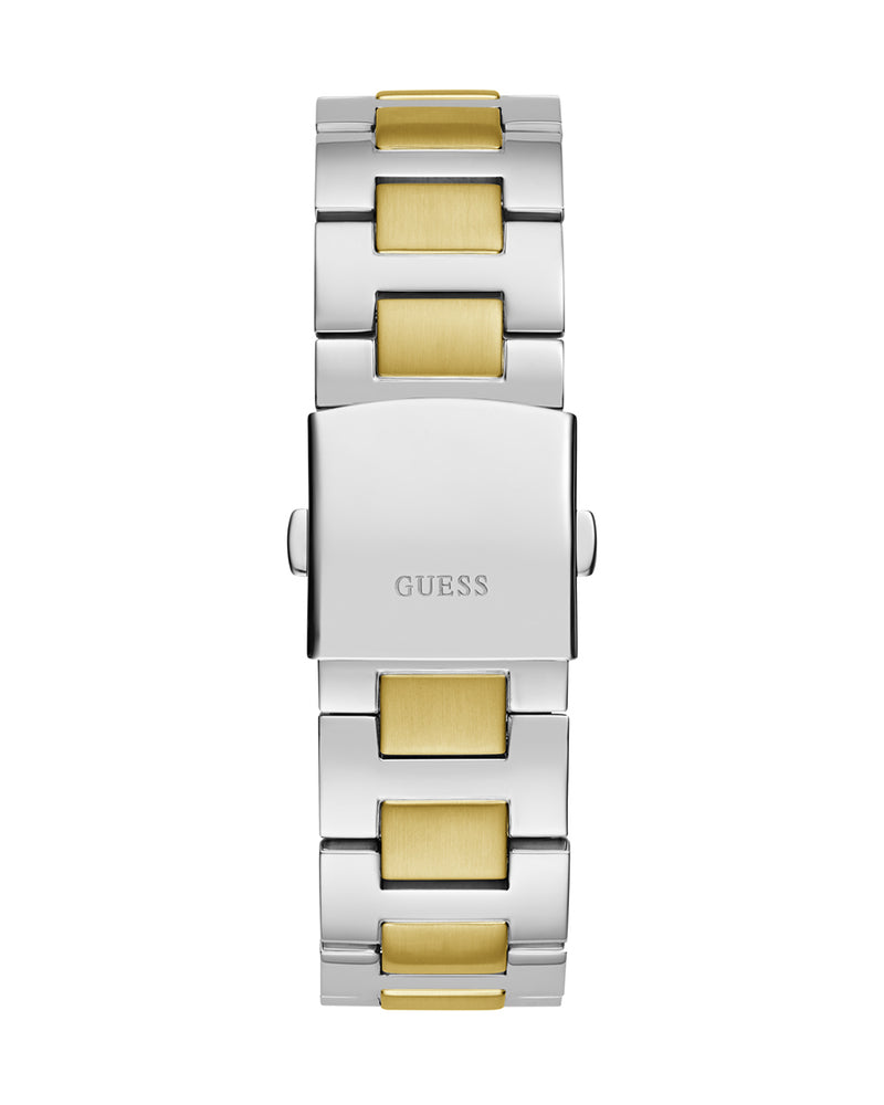 Guess Equity Analog Blue Dial Two Tone Steel Strap Watch For Men - GW0703G3