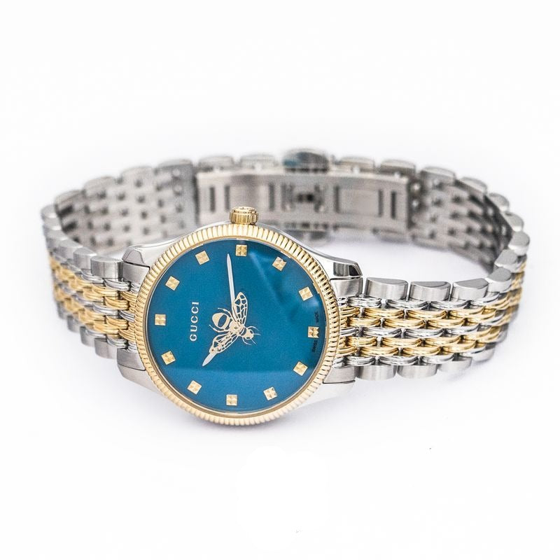 Gucci G Timeless Quartz Blue Dial Two Tone Steel Strap Watch For Women - YA1265029