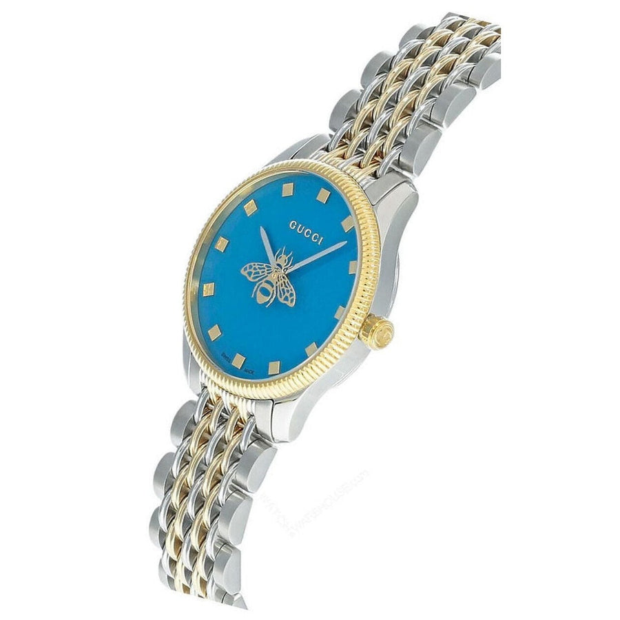Gucci G Timeless Quartz Blue Dial Two Tone Steel Strap Watch For Women - YA1265029