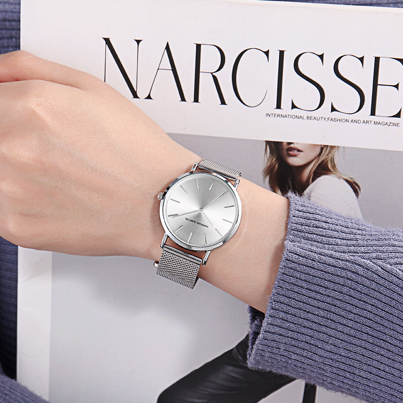 Armani Exchange Lola AX5535 Women's Analog Watch – Silver Dial with Matching Silver Mesh Strap