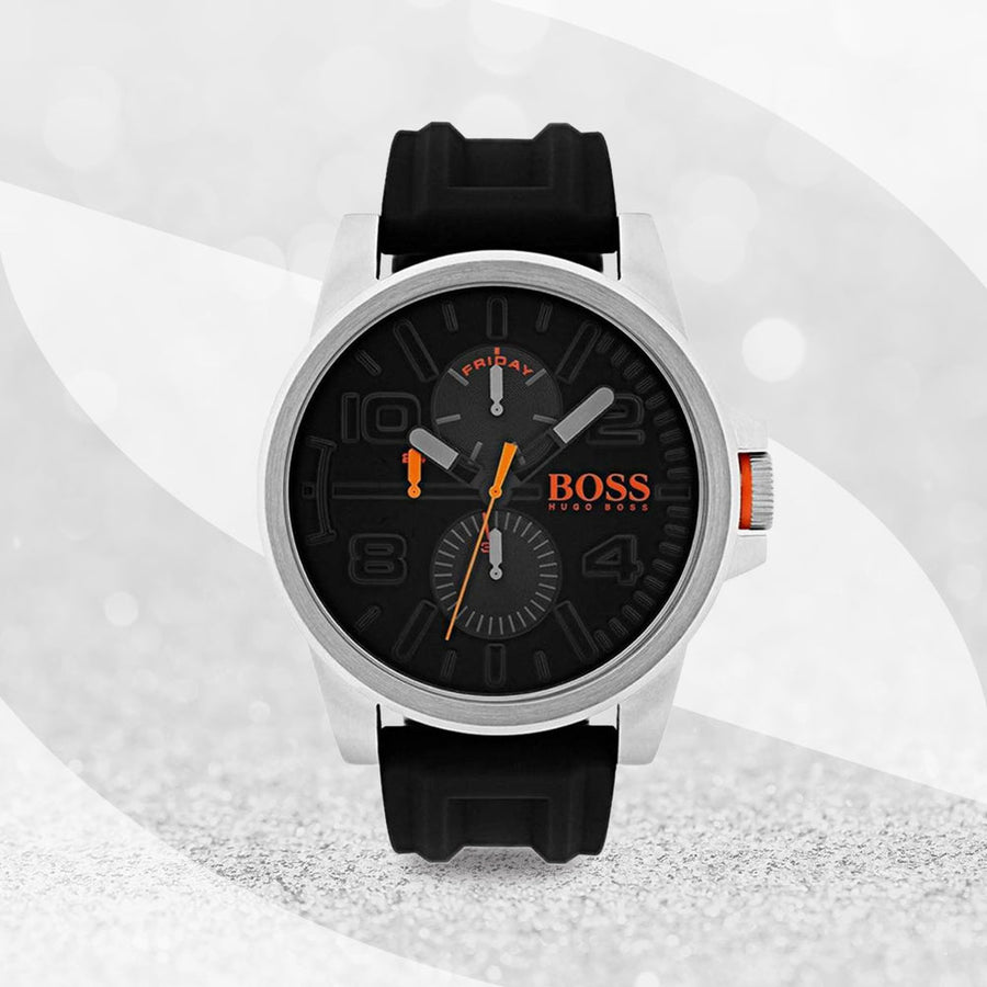 Hugo Boss Detroit Sport Quartz Black Dial Black Rubber Strap Watch for Men - 1550006