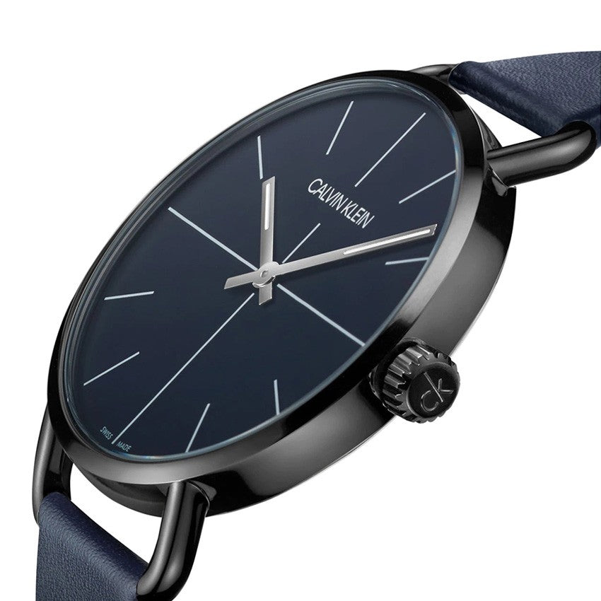 Calvin Klein Even Blue Dial Blue Leather Strap Watch for Men - K7B214VN