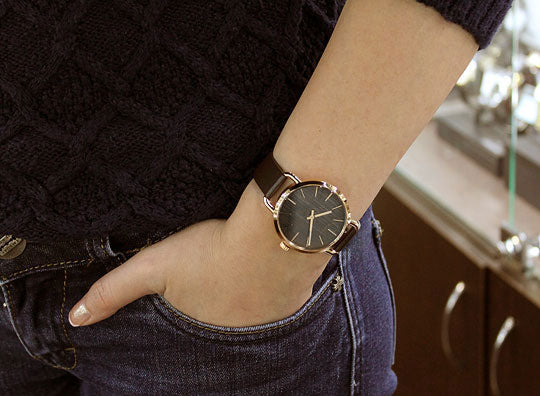 Calvin Klein Even Grey Dial Brown Leather Strap Watch for Women - K7B236G3
