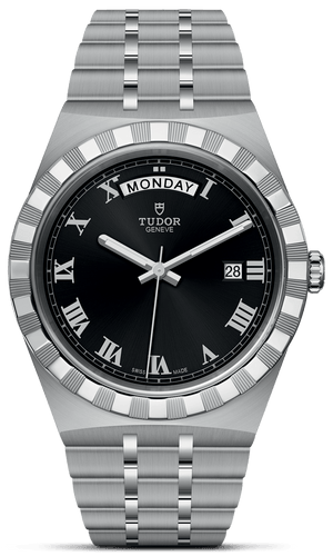 Tudor Royal Automatic Black Dial Silver Steel Strap Watch for Men - M28600-0003