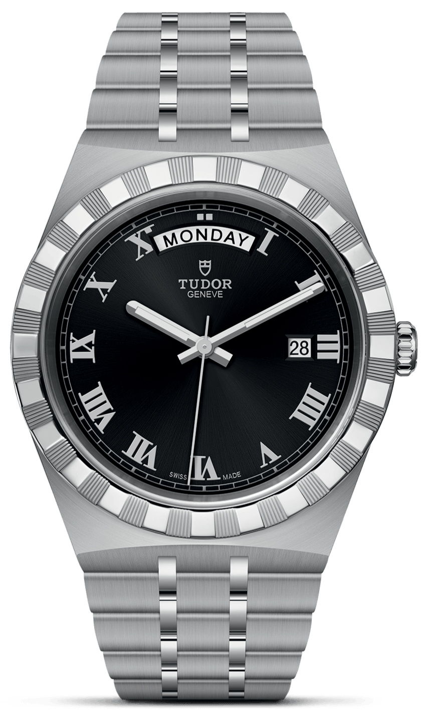 Tudor Royal Automatic Black Dial Silver Steel Strap Watch for Men - M28600-0003