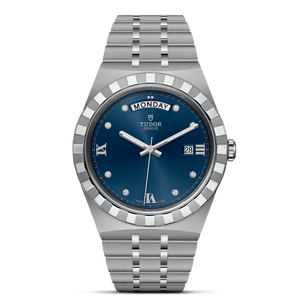 Tudor Royal Automatic Diamonds Blue Dial Silver Steel Strap Watch for Men - M28600-0006