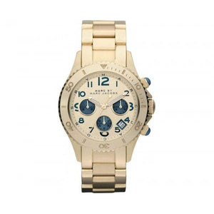 Marc Jacobs Rock Metal Chronograph Gold Dial Gold Steel Strap Watch for Men - MBM3158