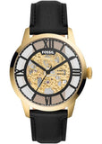 Fossil Townsman Automatic Skeleton Black Dial Black Leather Strap Watch for Men - ME3210