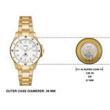 Fossil ES5350 Blue Dive Women’s Watch – White Dial with Gold Stainless Steel Strap & 3-Hand Movement