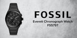 Fossil Everett Chronograph Black Dial Black Steel Strap Watch for Men - FS5797